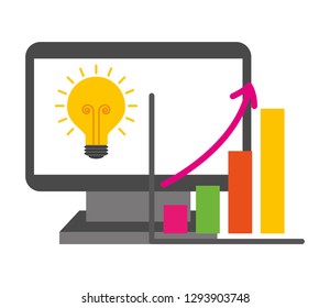 computer business statistic diagram bulb