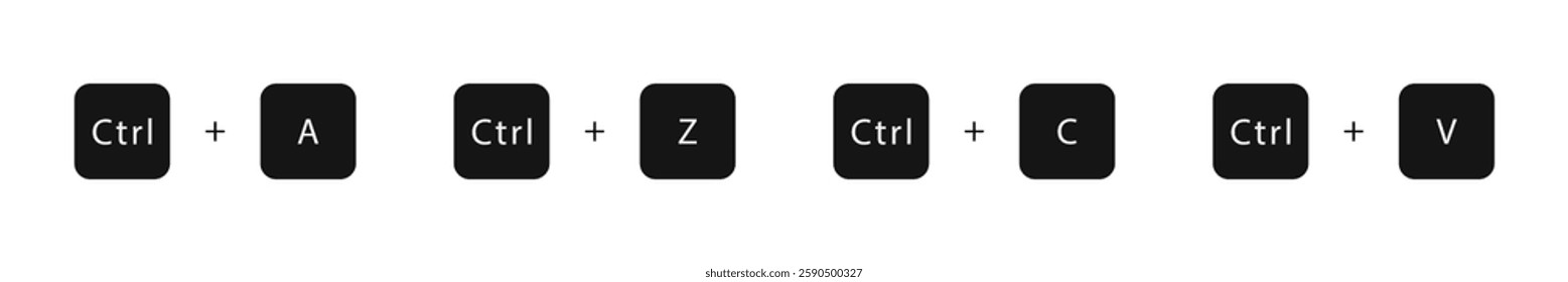 Computer button combinations icon set. Popular button combination vector icons.