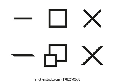 Computer button icons: Minimize, Full Screen, Close. Vector in flat design