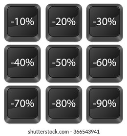 Computer buttons deduction isolated on a white background. Vector illustration.