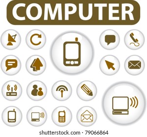 computer buttons, icons, signs, vector illustrations