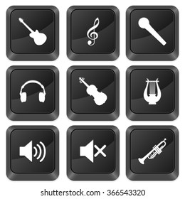 Computer buttons music isolated on a white background. Vector illustration.
