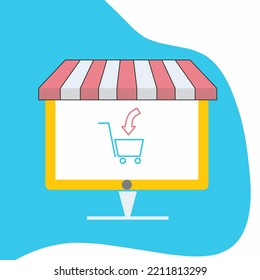 Computer with buy illustration in monitor 