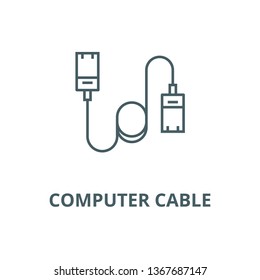Computer cable,ethernet line icon, vector. Computer cable,ethernet outline sign, concept symbol, flat illustration