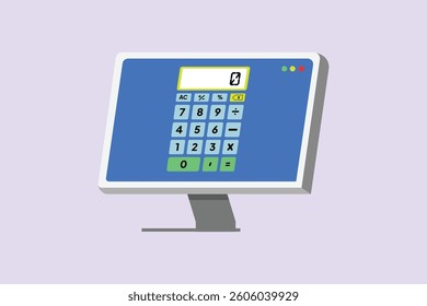 Computer calculator. Calculator Concept. Colored flat vector illustration isolated.