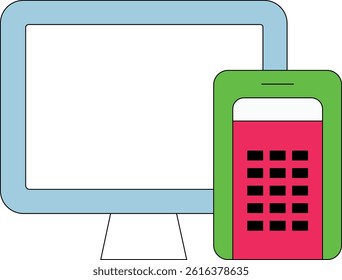 computer and calculator vector design icon illustration