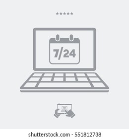 Computer calendar 7/24 - Vector flat icon