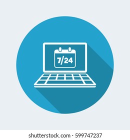 Computer calendar 7/24 - Vector flat icon