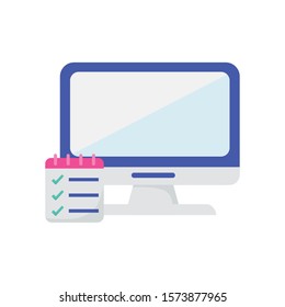 computer calendar check mark learning online vector illustration