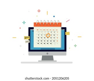 Computer calendar event reminder on white background