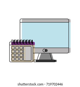 computer and calendar icon