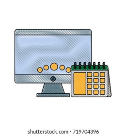 computer and calendar icon