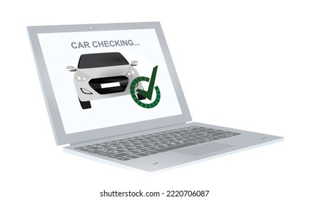 Computer car checking. vector illustration