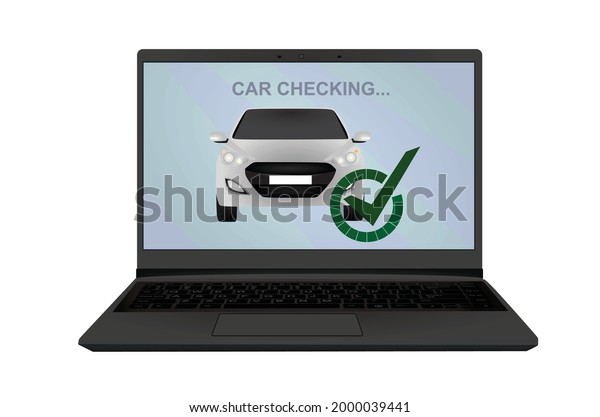 Computer car checking.\
vector illustration