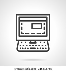 Computer for car diagnostic. Black simple line vector icon. Automobile repair service. Elements of web design for business and website.