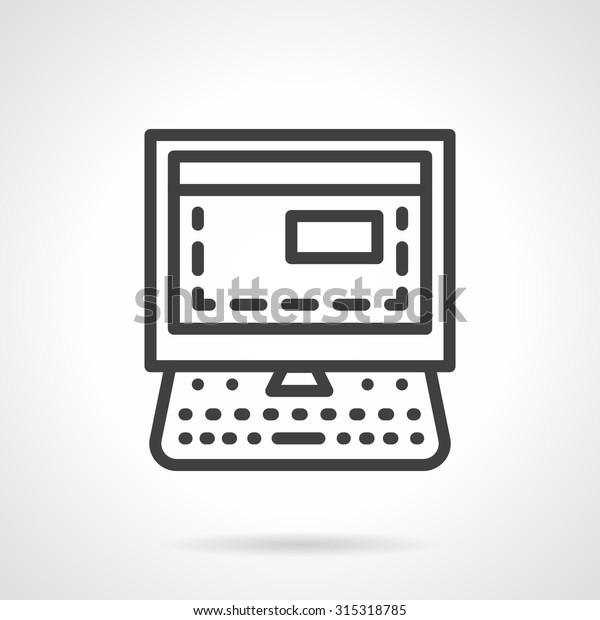 Computer for car diagnostic. Black simple line\
vector icon. Automobile repair service. Elements of web design for\
business and website.