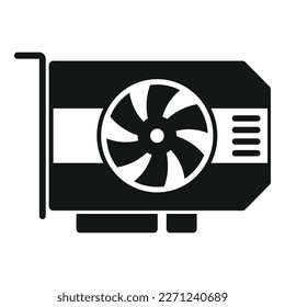 Computer card icon simple vector. Pc gpu. Fan chip