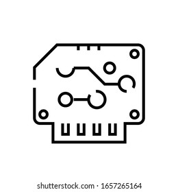 Icono de línea de tarjeta de ordenador, signo de concepto, ilustración de vector de esquema, símbolo lineal.