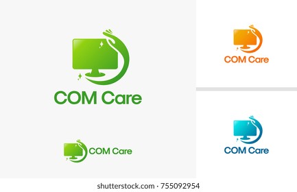 Computer Care logo template, Computer Service logo designs vector