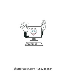 computer cartoon characters design with white background. you can use for stickers, pins, mascot or patches