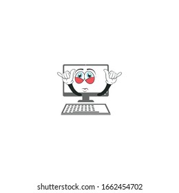 computer cartoon characters design with white background. you can use for stickers, pins, mascot or patches