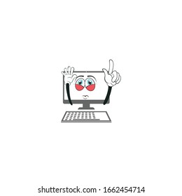 computer cartoon characters design with white background. you can use for stickers, pins, mascot or patches