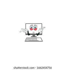 computer cartoon characters design with white background. you can use for stickers, pins, mascot or patches