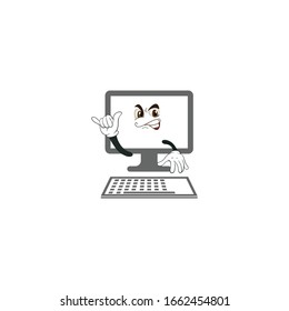 computer cartoon characters design with white background. you can use for stickers, pins, mascot or patches