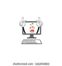 computer cartoon characters design with white background. you can use for stickers, pins, mascot or patches