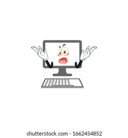 computer cartoon characters design with white background. you can use for stickers, pins, mascot or patches