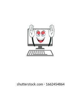 computer cartoon characters design with white background. you can use for stickers, pins, mascot or patches