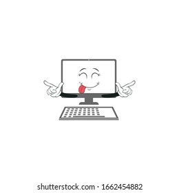 computer cartoon characters design with white background. you can use for stickers, pins, mascot or patches