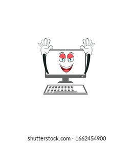 computer cartoon characters design with white background. you can use for stickers, pins, mascot or patches