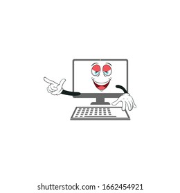 computer cartoon characters design with white background. you can use for stickers, pins, mascot or patches