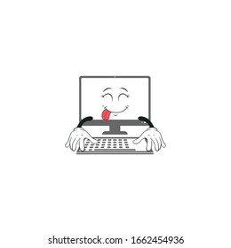 computer cartoon characters design with white background. you can use for stickers, pins, mascot or patches