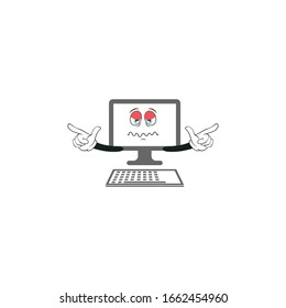 computer cartoon characters design with white background. you can use for stickers, pins, mascot or patches