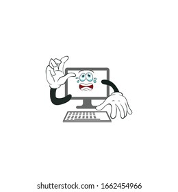 computer cartoon characters design with white background. you can use for stickers, pins, mascot or patches
