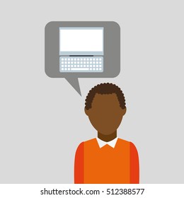 computer cartoon icon with character man vector illustration eps 10