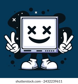 Computer Cartoon Mascot - Abstract Background 