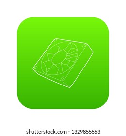 Computer case cooling fan icon green vector isolated on white background