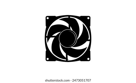 Computergehäuse-Lüfter, schwarze isolierte Silhouette