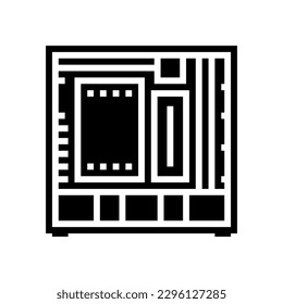 vector de icono de glifo pc de juegos de caso de equipo. signo pc de juegos de caso de equipo. ilustración de símbolo aislado