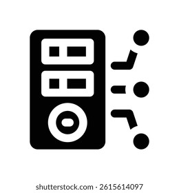 computer case glyph icon. Strong and solid vector icon for websites, mobile interfaces, presentations, and visual branding. High quality and easy to edit.