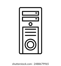 Computer case icon illustrated on background