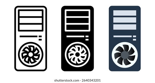 Computer Case icon set. for mobile concept and web design on white background. vector illustration