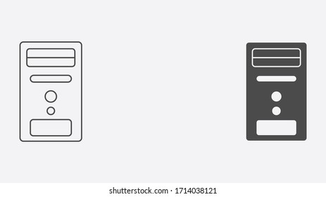 Computer case outline and filled vector icon sign symbol