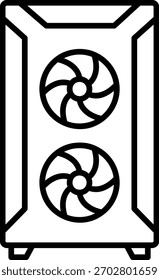 Computer Case Outline Icon with Cooling Fans