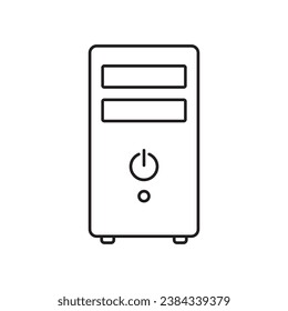 Computer case PC line icon. linear style sign for mobile concept and web design. cpu tower box outline vector icon.