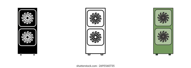 Ícone do conjunto de gabinetes do computador no plano de fundo branco