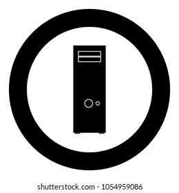 Computer case or system unit icon black color in circle